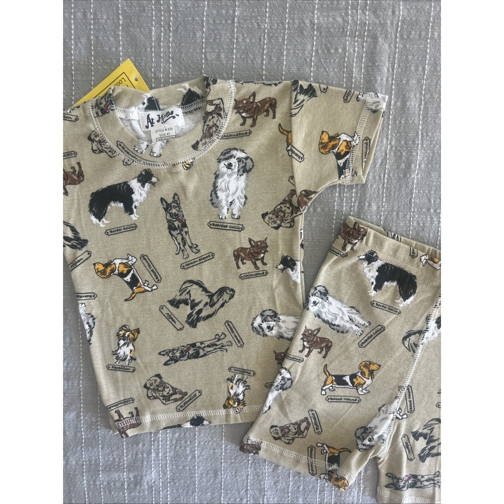 At Home Kids Pajamas Set With Dog Breeds Size 4T Unisex New With Tags